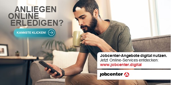 Banner Jobcenter Digital; Verlinkung zu www.jobcenter.digital Banner Jobcenter Digital; Verlinkung zu www.jobcenter.digital