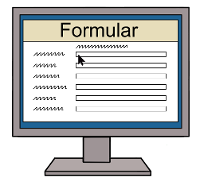 Ein Computer-Monitor zeigt ein Formular im Internet.