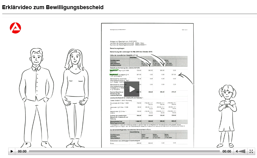 Startbildschirm zum Erklärvideo Bewilligungsbescheid