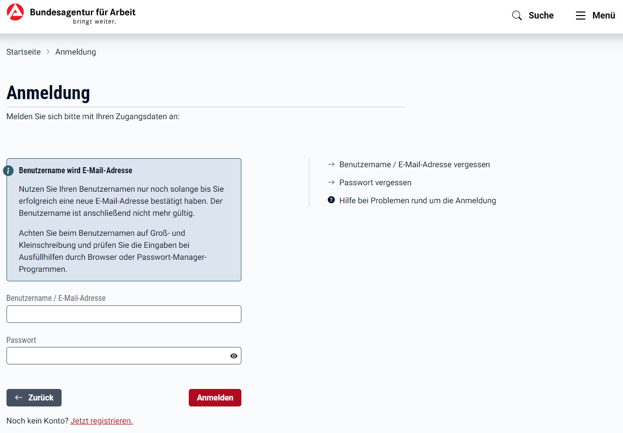 Bild: Jobcenter Digital Anmeldung und Registrierung Bild: Jobcenter Digital Anmeldung und Registrierung