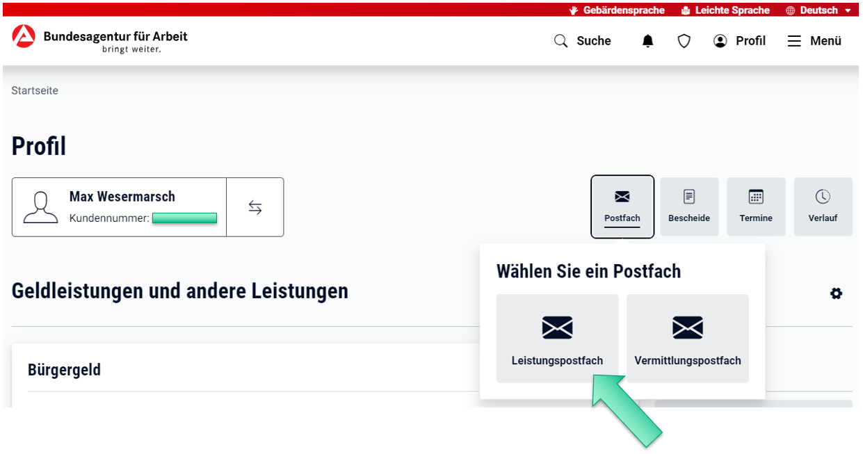 Bild: Jobcenter Digital Leistungspostfach Bild: Jobcenter Digital Leistungspostfach